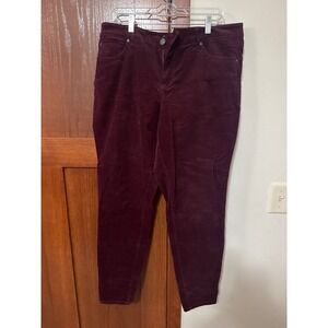 KUT From The Kloth Diana High Rise Fab Ab Skinny Corduroy Burgundy Pant Size 14W